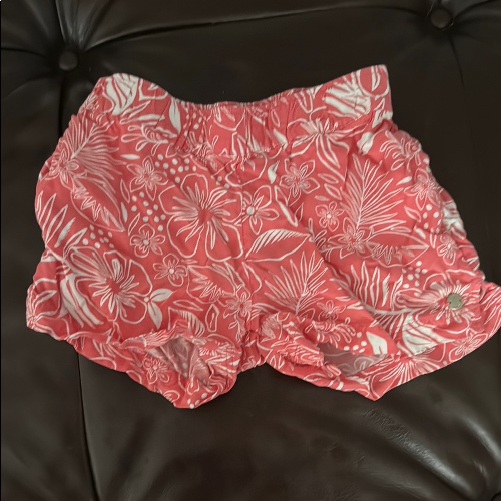 Roxy Pink Floral Elastic Waist Shorts
